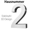 Edelstahl Hausnummer 20 cm Hausnummernschild Hausnummer 2 Schild Gross 3D V2Aox