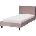 BELIANI Polsterbett Rosa Samtstoff mit Lattenrost 90 x 200 cm Abnehmbarer Bezug Modernes Design Einzelbett Schlafzimmer Kinderzimmer Ausstattung - Rosa/Braun