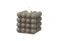 MARELIDA LED-Kerze Bubble Würfel Cube Kerze Echtwachs H: 9,5cm Timer grau (1-tlg)