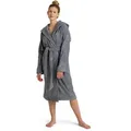 Möve Unisex-Bademantel Superwuschel Kapuze, ideal für Sauna & Spa, Hotelbademantel, Langform, Walkfrottier, Kapuze, Gürtel, in Uni grau XXL | 130 cm