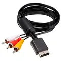 OcioDual TV AV Audio Video 3 Cinch Kabel 1.8 m Kompatibel mit PS1 PSX PS2 PS3 Schwarz RCA Replacement Analog Composite Cable