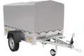 UNITRAILER Garden Trailer 201 Kipp – Anhänger Leichte mit Kippdeichsel, PKW Anhänger mit Stützrad und Hochplane mit Hochspriegel, Auto Anhänger, zul. Gesamtgewicht bis 750 kg