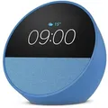 Amazon Echo Spot 2024, blau Smart Clock, Erinnerungen, Wetter, Timer und mehr. Lass dir Songtitel anzeigen und steuere einfach per Sprachbefehl