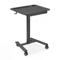 di volio Mobiler Schreibtisch DOZIA höhenverstellbar mit Gasfeder, Kleiner Walking Pad Tisch mit Rollen, Computertisch mit Tabletfach & Getränkehalter (Schwarz)