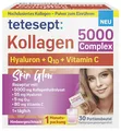 tetesept Kollagen 5000 Complex Hochwertiger Beauty Kollagen-Komplex mit Kollagenhydrolysat, Hyaluronsäure, Q10 & Vitamin C - für schönere, strahlende Haut - 1 x 30 Portionsbeutel
