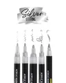 5er-Set Acryl Stifte Silver I Stark deckendes Handlettering Set mit Brush Pen...
