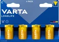 4 Varta 4114 Longlife C / Baby Alkaline Batterien im 4er Blister
