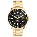 Fossil Quarzuhr FS5990 Herren-Uhr Blue GMT Analog Quarz Edelstahl-Band Gold-Ton Ø 46
