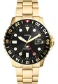 Fossil Blue uhr für Herren, GMT Uhrwerk mit Edelstahl- oder Lederarmband, Gold-Ton, 46MM