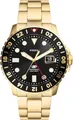 Fossil FS5990 Blue Uhr Herren Analog GMT Uhrwerk Edelstahl Gold Schwarz
