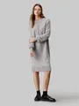 Sweatkleid "CK INTARSIA LOOSE SWEATER DRESS", mit Logostickerei, Gr. XS (34) - N-Gr, Grey Heather N-Gr