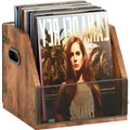 Schallplattenaufbewahrung Holz Metall bis 60 Vinyl Lager Box Rustikal Schwarz...