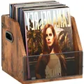 Schallplatten-Aufbewahrungskiste Holz Metall rustikal Schwarz Braun 60 LPs