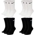 NIKE 6 Paar Everyday Lightweight Crew SX7676 Tennis Socke weiß schwarz grau, Farbe:weiß schwarz, Größe:46-50