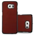 Cadorabo Hülle für Samsung Galaxy S6 Schutz Hülle in Rot Hard Case Etui Holz Optik Handyhülle