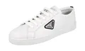 PRADA SNEAKER SCHUHE 1E941M WEISS SCHWARZ TRIANGOLO LEDER NEU 38,5 39
