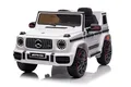 FINOOS Mercedes G63 AMG Elektroauto für Kinder, 12V, elektrische Kinder elektroauto mit Fernbedienung, 2 + 1 Geschwindigkeitsstufen, Hupe, LED, Musik, USB (Weiß)