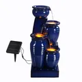 Teamson Home 73 cm 4-stufig Garten Solar Wasserbrunnen mit LED Navy