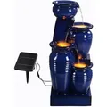 Teamson Home Solar-Gartenbrunnen, Dunkelblau, Kunststoff, Stein Optik, 28.5x73x31.5 cm, Gartenzubehör, Gartendeko