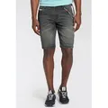 Jeansshorts BRUNO BANANI, Herren, Gr. 34, N-Gr, grau (dk grau used), Denim/Jeans, Obermaterial: 70% Baumwolle, 28% Polyester, 2% Elasthan, modisch, gerade, Jeans, bequemer Sitz, gerade Beinform, mit praktischen Taschen