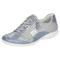 Remonte Schnürschuh mit feinem Metallic-Schimmer, Freizeitschuh, Halbschuh, Schnürschuh blau|silberfarben 41 EU