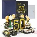 Joyoldelf Geburtstagskarte zum 50. Pop Up Grußkarten, 3D Pop Up Karte Geburtstag Grußkarte, Geburtstagskarten mit Umschlag für Frauen Mütter Mädchen Männer Freunde Romantik Geschenk-Karte