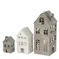Boltze Laternen Set Firenza (Windlichter 3-teilig, stilvolles Design, Lichthaus, ohne Kerzen, Dekoration für Wohnung, Haus, Indoor, Kerzenhalter) 4029300, Weiß