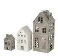 BOLTZE GRUPPE GmbH Kerzenlaterne Kerzenlaterne Firenze Haus Eisen grau/weiß H 13/22/35cm 3 er Set
