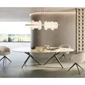 DELIFE Esstisch Edge Oval 280x130 Keramik Minas Melange Weiß-Beige Estelar rund Metall Effektfinish Titan, Esstische