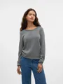 Rundhalspullover "VMCARE SHINE LS O-NECK PULLOVER", mit leichtem Glitzereffekt, Gr. XS (34), Medium Grey Melange Detail:W. SILVER LUREX