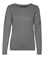 VERO MODA Damen VMCARE Shine LS O-Neck Pullover NOOS Strickpullover, Medium Grey Melange/Detail:W. Silver Lurex, XS
