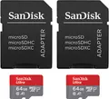 SanDisk 64GB Ultra microSDXC 140MBs+Adapt 2Pack (SDSQUAB-064G-GN6MT)