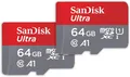 SanDisk Ultra microSDXC UHS-I-Speicherkarte 64 GB + SD-Adapter 2er-Pack (Für