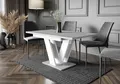 ALTDECOR Esstisch ausziehbar, ideal als Küchentisch, Esszimmertisch - oder Wohnzimmertisch, solide Konstruktion aus Möbelplatte, 120 -160x80x75 cm - Weiß / Betonoptik  - ASIV