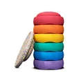 Stapelstein® – Rainbow Classic Set I Balanciersteine + Balanceboard für Kinder I 6 Farbenfrohes Motorikspielzeug – Stapelsteine für drinnen & draußen – Bewegungsspiel – Stapelspiel ab 1 Jahr