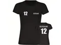 multifanshop Damen T-Shirt - Deutschland - Trikot Nummer 12 - Druck weiß - Frauen