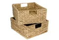 HMF Regalkorb Handgeflochtener Aufbewahrungskorb aus Wasserhyazinthe Seegras (2 St), Aufbewahrungsbox passend für Kallax Regal halbes Fach, 30 x 34 x 15 cm