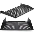 Pyle Fachboden - 19 Zoll 2HE Rack Shelf – Belüfteter Rackboden aus Stahl für Netzwerkschrank und Serverschrank, 248 mm Tiefe, 50 kg Tragkraft, inkl. Montagematerial