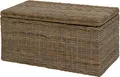 Wäschetruhe Badtruhe aus echtem Rattan mit Deckel und Inlett (Natur Grau,Klein)