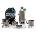 Kelly Kettle Trekker Wasserkocher & Kit - 20oz Kleiner Edelstahl Camping Wasserkocher Leichter, mit Pfeife, Herd zum Angeln, Jagen, Wandern, Survival Gear