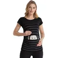 M.M.C. Umstandsshirt Guck Guck mit Motiv schwarz L
