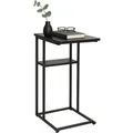 Relaxdays Beistelltisch MDF Eisen Schwarz mit 2 Ablagen 60 x 40 x 30 cm
