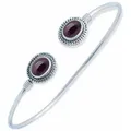 mantraroma Silberarmband RANNEKORU aus 925 Silber mit Granat (Armschmuck im Schmuckbeutel), 925 Sterling Silber Armschmuck für Damen rot
