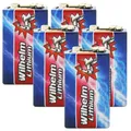 5 Wilhelm Lithium 9V Block Batterie Rauchmelder 6LR61 9 Volt Batterien 10 Jahre