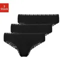 SNOCKS Brasilslip Damen Slip Unterhose (3-St., 3 Stück) aus Bio-Baumwolle mit Spitze, bequem und elegant grün|schwarz XS