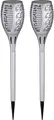 2er Set LED Solarleuchte, IP44, Erdspitz, Akku, Flammeneffekt, H 58 cm