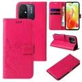 Handyhülle für Xiaomi Redmi 12C Cover Klapp Case Tasche Blume Schmetterling Pink
