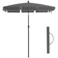 Songmics Sonnenschirm GPU25GY, rechteckig, 200 x 125cm, grau, neigbar, höhenverstellbar