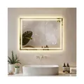 tectake Rechteckiger LED Badezimmerspiegel, rahmenloses Design in 3 Größen, Touchbedienung mit Memoryfunktion, inklusive Spiegelheizung