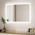 Badspiegel Mit Beleuchtung 50 X 70 Cm Led Spiegel Mit Beleuchtung Lichtspiegel Led Badezimmerspiegel Mit Beleuchtung Wandspiegel Mit 3 Lichtfarben Dimmbar